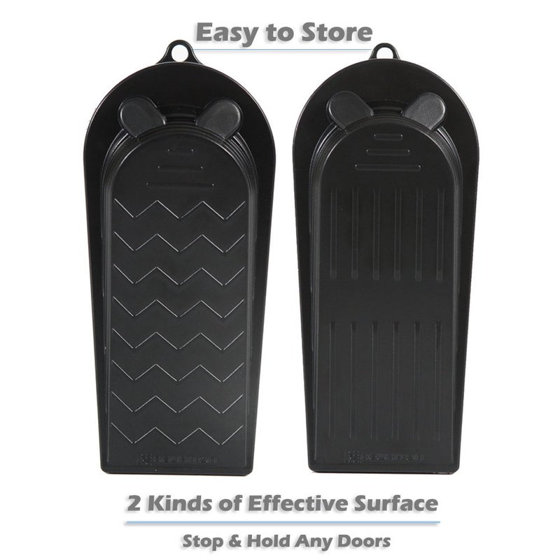 Newkiton 16Pcs Black Door Stoppers 2-in-1 Soft Rubber & Hard Plastic Design - Non-Scratch Finger Protector, Flexible Floor Gap Wedge for Home/Office, Modern Durable Door Stop Set. - Image 2